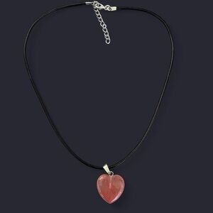 Cherry Quartz Heart Pendant Necklace